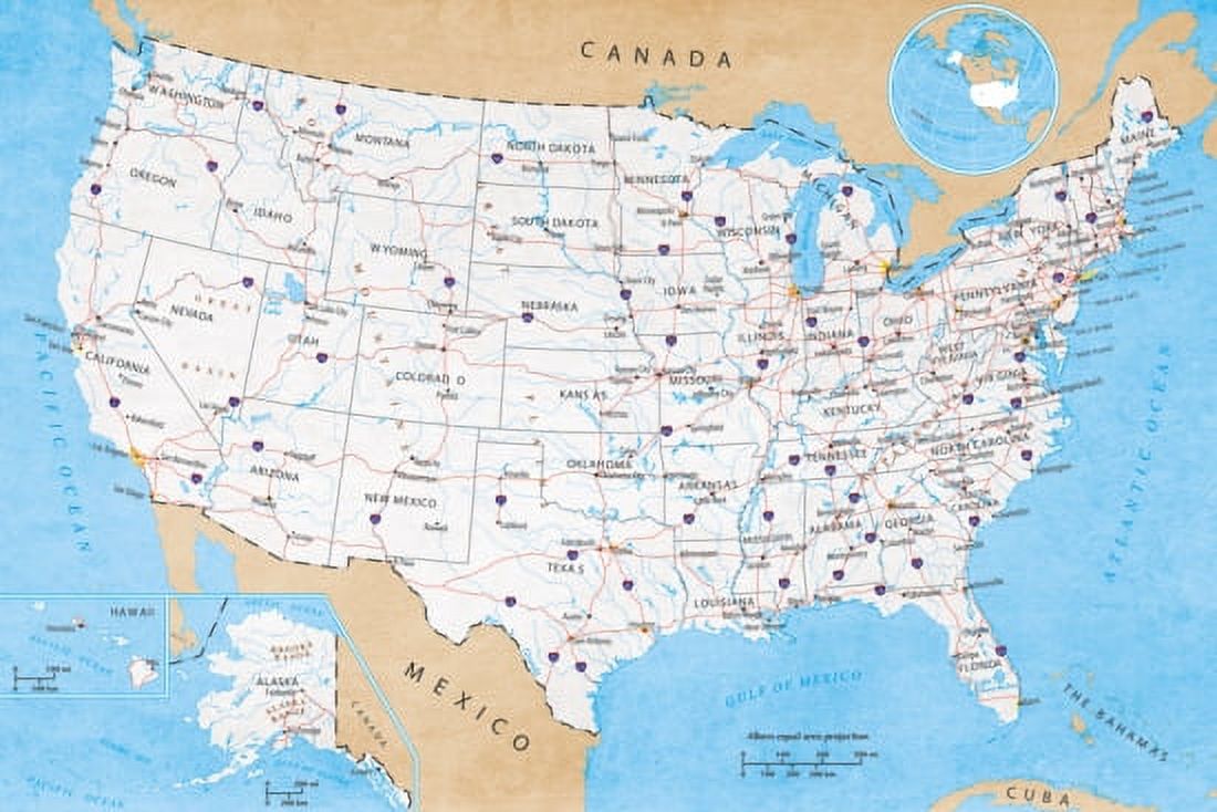 Map of USA - Road Map Poster (36 x 24) - image 1 of 1