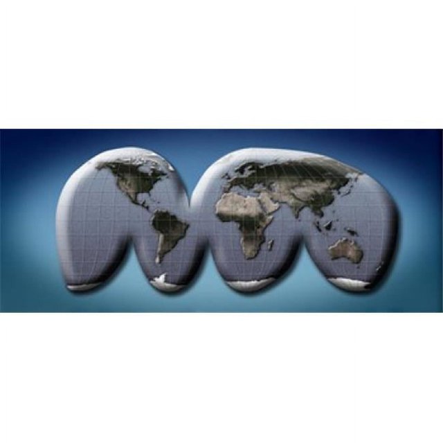 Map of World From Goodes Homolosine Projection Poster Print 15 x 6