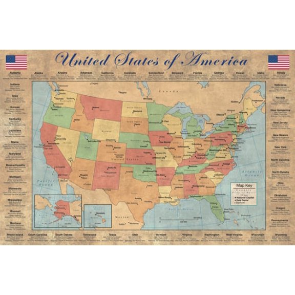 Map of the USA Poster (24 x 36)