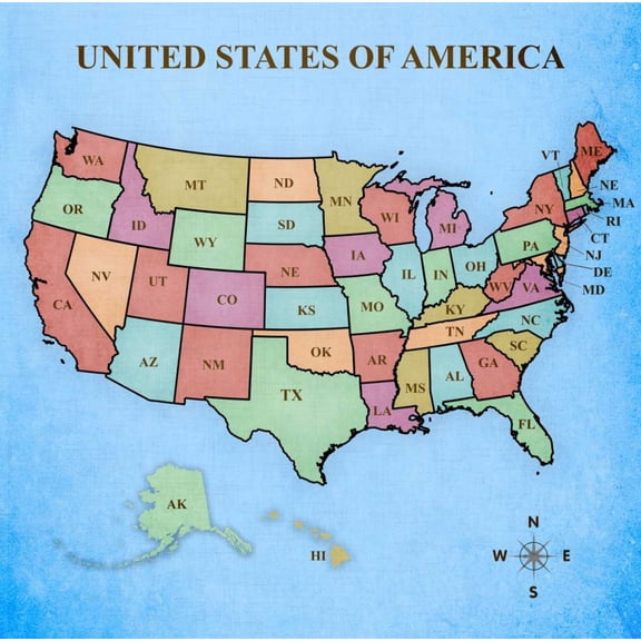 Map of the United States Poster Print by Josefina