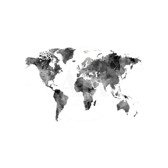 Map of the World Map Watercolor, Unframed Art Print Wall Art by Michael Tompsett Sold by Art.Com