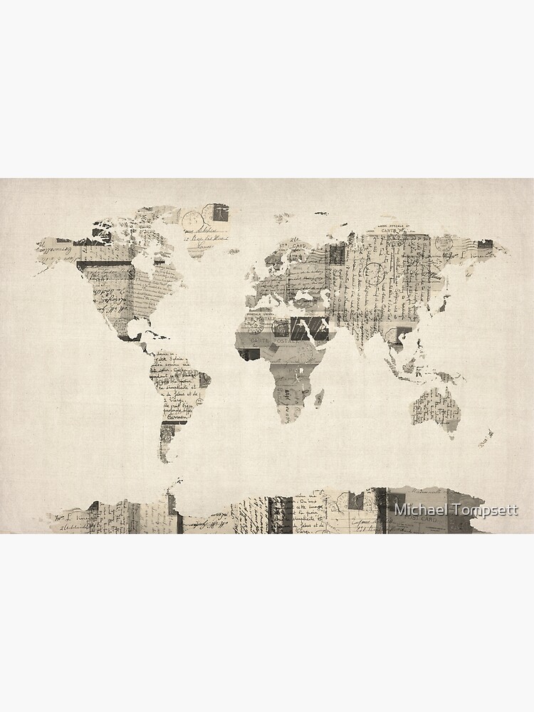 Map Postcard Background Map of the World Map from Old Postcards Fashion Art Decor Frame ...