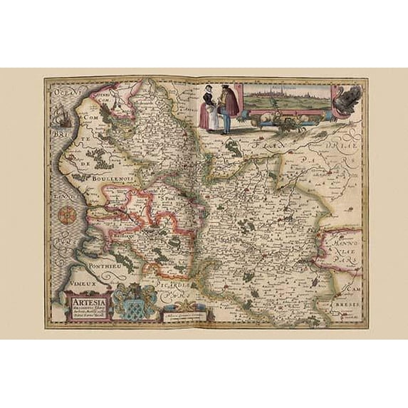 Map of the area around Arras, France 1622-Fine art canvas print (20" x 30")