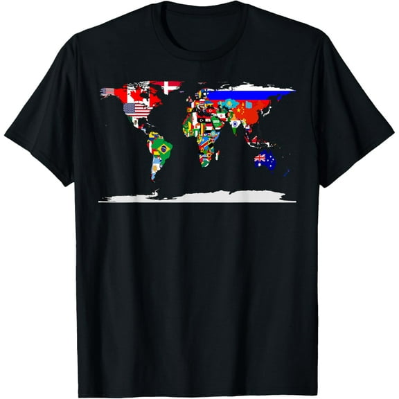 Map of the world and flags of the countries of the world Tee T-Shirt