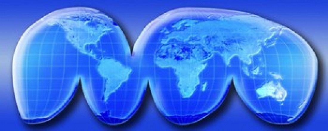 Map of world from Goodes homolosine projection Canvas Art - Panoramic Images (15 x 6)
