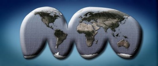 Map of world from Goodes homolosine projection Canvas Art - Panoramic Images (30 x 13)