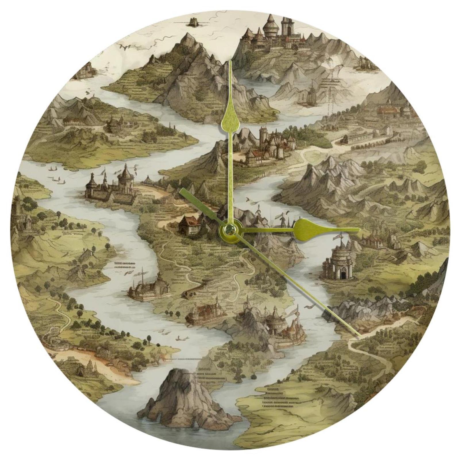 Map section 9.8 Inch Round Acrylic Wall Clock - Silent Non Ticking ...