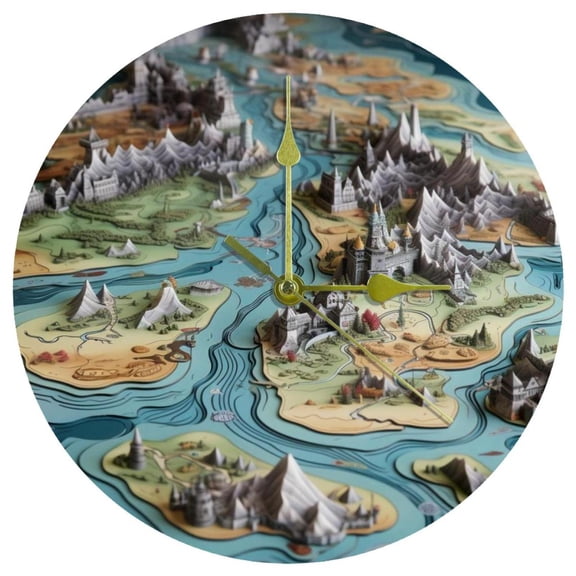Map section Circular Acrylic Wall Clock - Contemporary Home Decor for Stylish Timekeeping - 200 Characters
