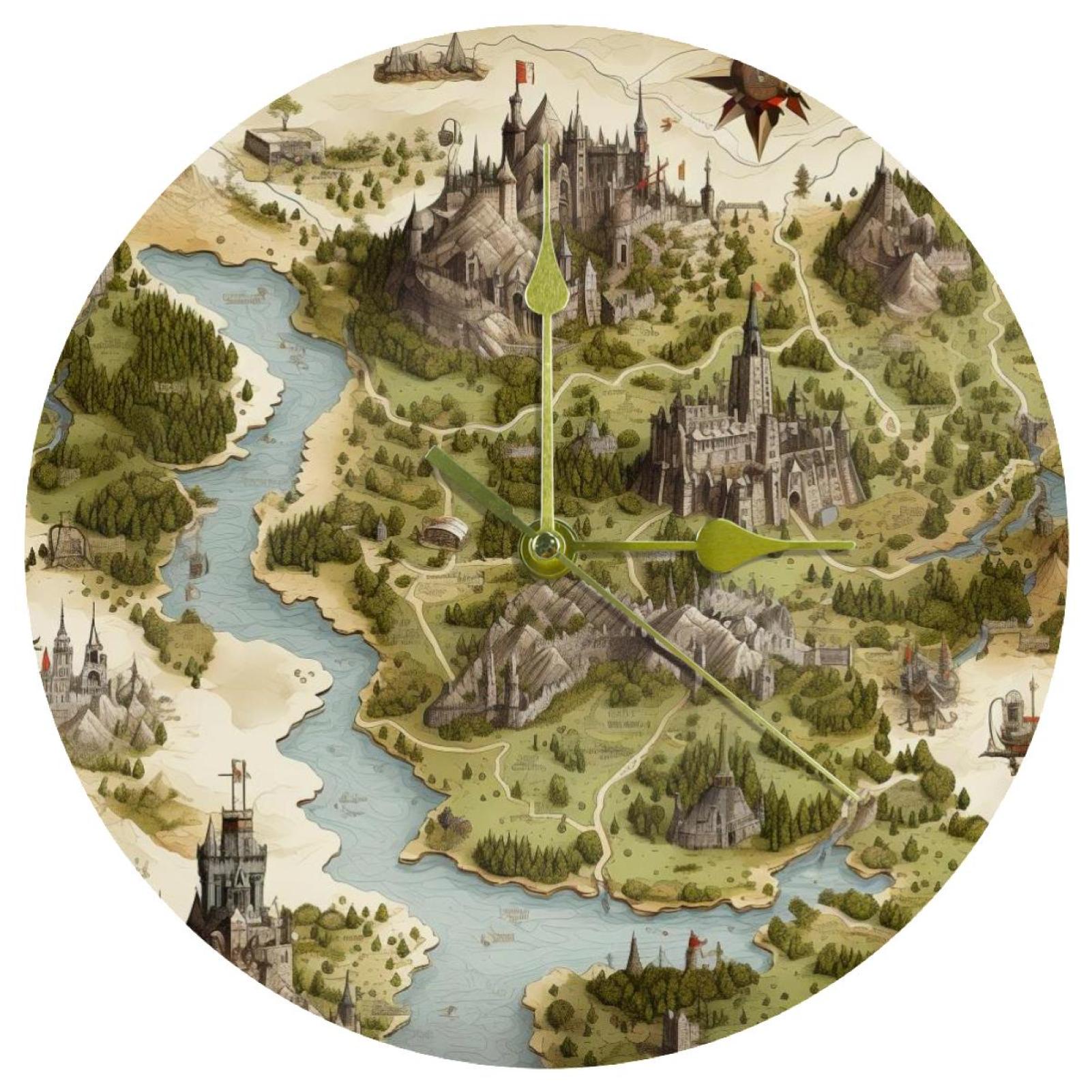 Clock Character Map Map section Circular Acrylic Wall Clock - Stylish Timepiece for Home ...