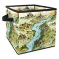thumbnail image 1 of Map section Foldable Storage Basket with Handle, 10.8"X10.5"X10.6", Large Capacity - Storage Cubes, Storage Baskets, Organizer Bins, 1 of 6