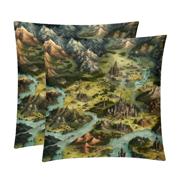 Map section Luxurious Velvet Throw Pillow Inserts with Unique Patterns - Set of 2 (16x16, 18x18, 20x20 Inches) for Bed, Chair Pillow Covers for Any Occasion
