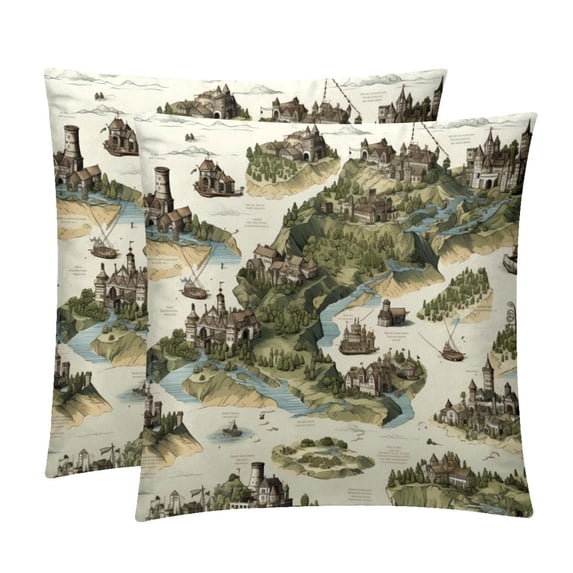Map section Pillow Covers - Set of 2 - 16x16, 18x18, 20x20 Inches - Unique Patterns for Various Occasions - Decorative Throw Pillowcases for Home Decor