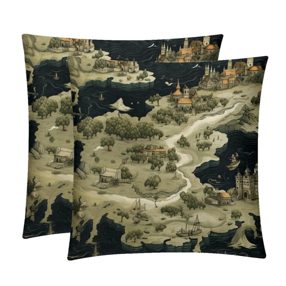 Map section Throw Pillow Covers Set of 2 for Chair Pillow Covers for Various Occasions - 16x16, 18x18, 20x20 Inches - Decorative Pillows Covers with Unique Patterns