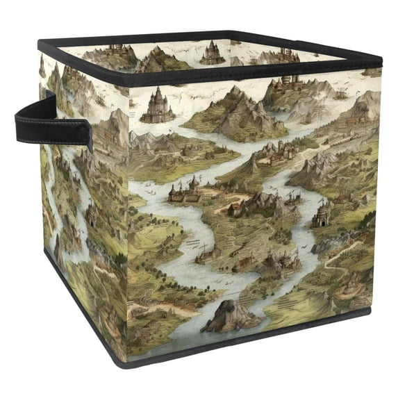 Map section Toy Storage Bins - Foldable with Handle, 10.8"x10.5"x10.6", Large Capacity - Storage Cubes, Cube Organizer