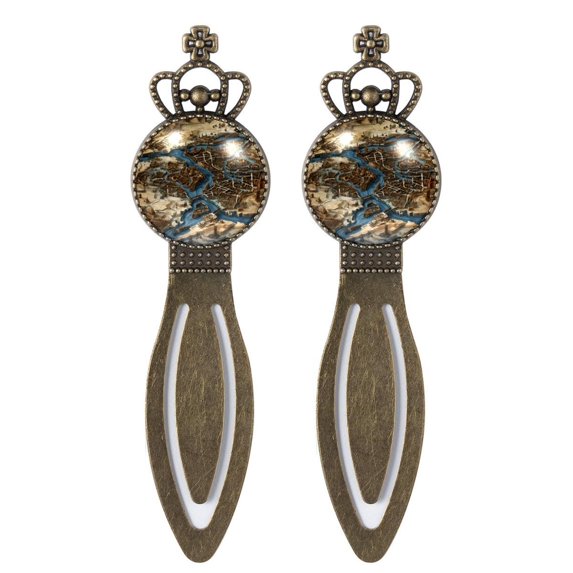 Map section Vintage Copper Crown-Shaped Bookmarks: Stainless Steel Material, Gift for Book Lovers - Includes 2 Bookmarks!