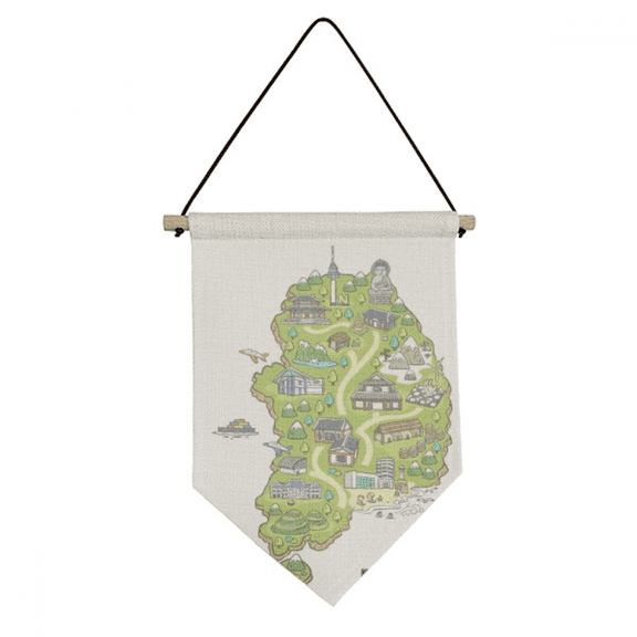Map showing popular landmarks in Korea Canvas Flag Hanging Wall Art Decor Banner