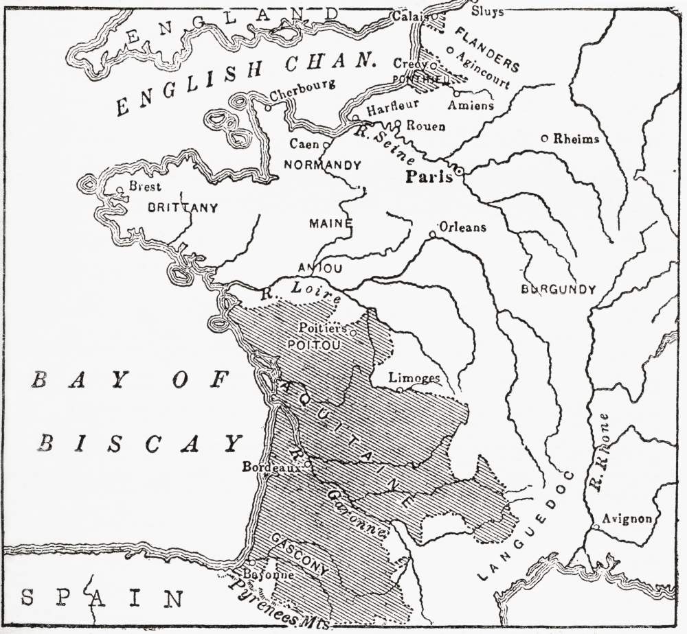 Map showing the English dominions in France at the time of the Treaty of Br Canvas Art - Ken Welsh Design Pics (28 x 26)