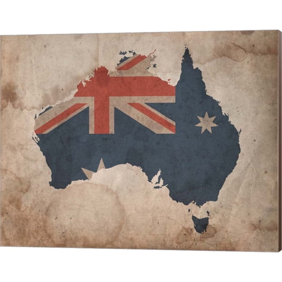 Map with Flag Overlay Australia by Color Me Happy, Canvas Wall Art, 20W x 16H