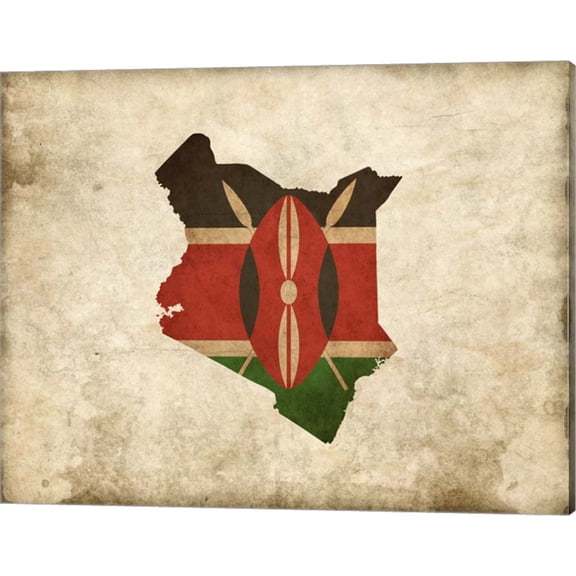 Map with Flag Overlay Kenya by Color Me Happy, Canvas Wall Art, 20W x 16H