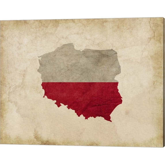 Map with Flag Overlay Poland by Color Me Happy, Canvas Wall Art, 20W x 16H