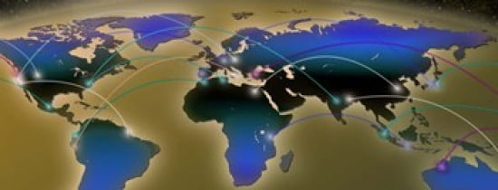 Map with communication lines Canvas Art - Panoramic Images (30 x 12)