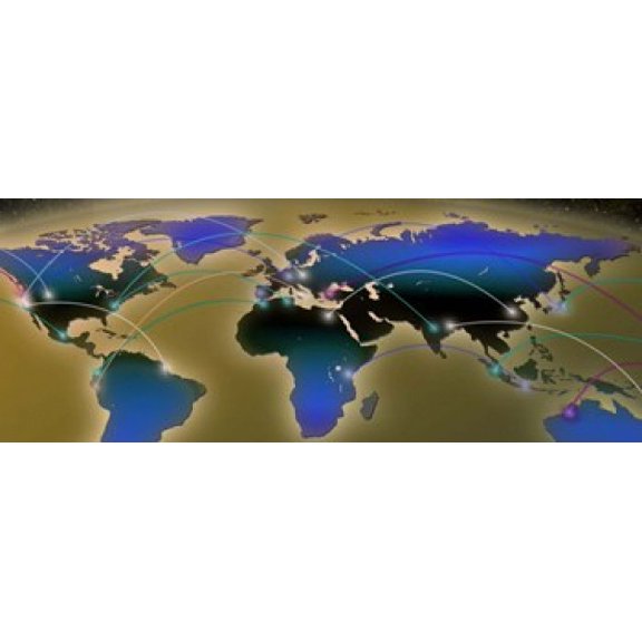 Map with communication lines Poster Print (15 x 6)