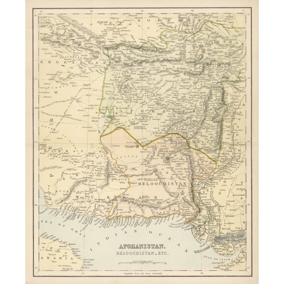 Mapafghanistan C1860S Poster Print By Mary Evans Picture Library (24 X 36)