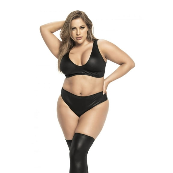 Mapale 2677X Plus Size Wet Look Strappy Surpise Set