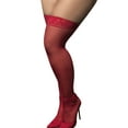 thumbnail image 1 of Mapale Mesh & Lace Thigh High Stockings PLUS (1094X),Red, 1 of 3