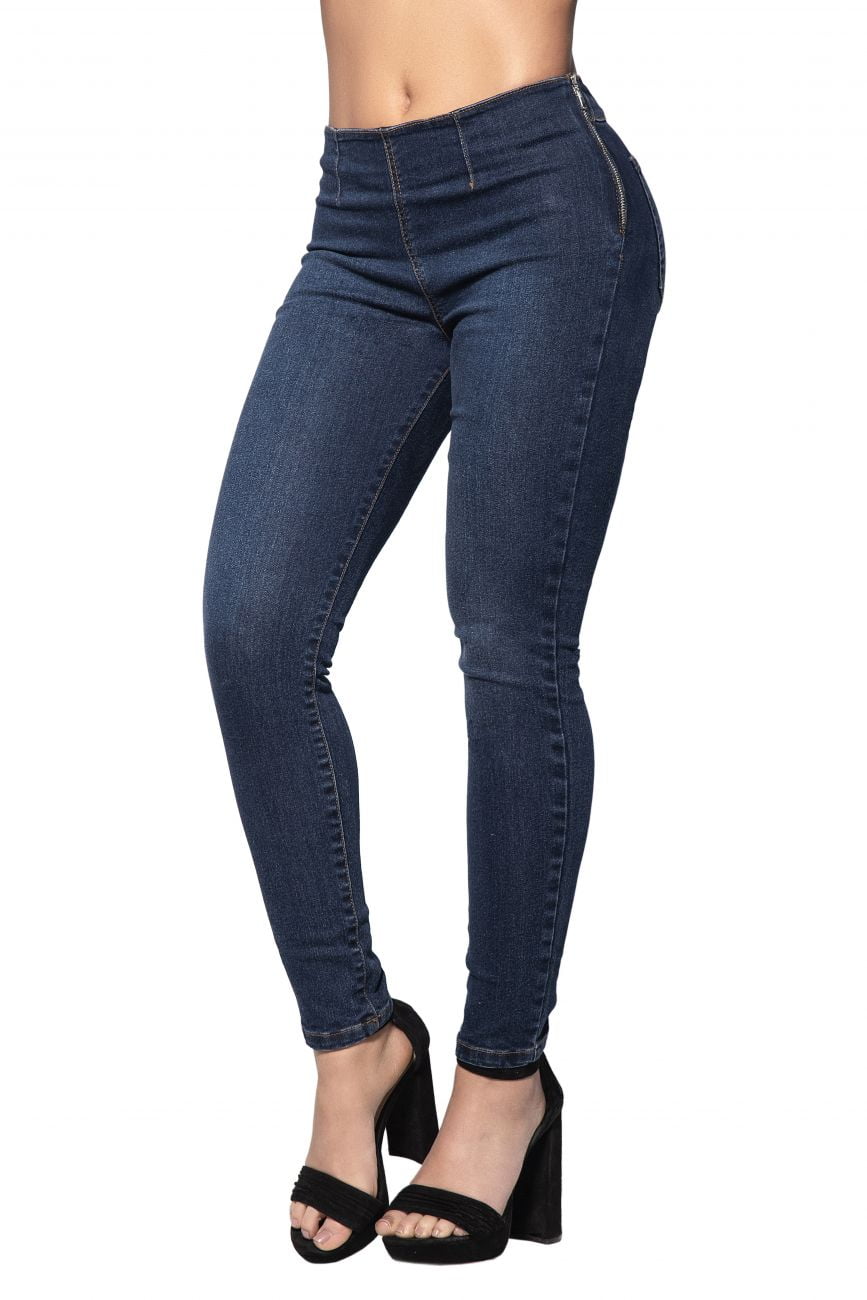 Mapale Women's D1914 Butt Lifting Jeans with Side Zipper 