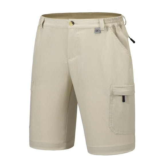 Mapamyumco Men's Hiking Cargo Shorts Quick Dry Outdoor Stretch Lightweight Shorts with Multi Pocket for Fishing Travel Casual UPF 50 Khaki Large