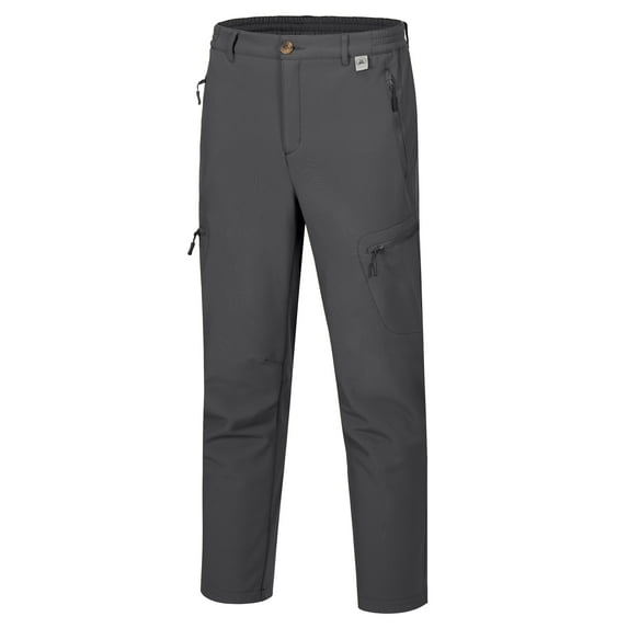 Little Donkey Andy Men's Hiking Snow Pants, Fleece Lined Ski Pants Insulated Softshell Pants Windproof& Water Resistant Gray M