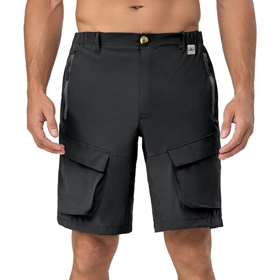 Mapamyumco Men's Hiking Shorts, Golf Shorts Quick Dry Cargo Shorts Lightweight for Casual, Running (Black XL)
