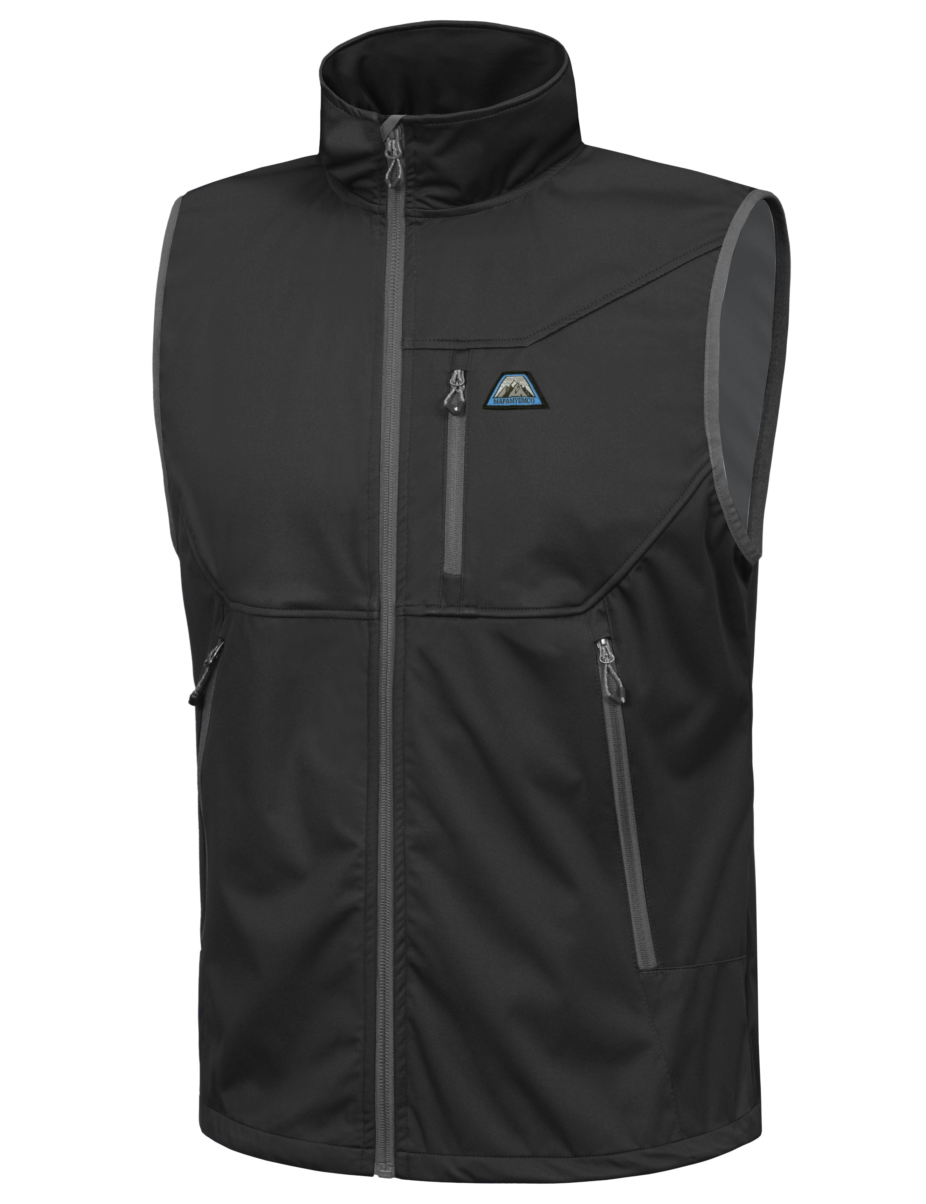 Mapamyumco Men's Lightweight Golf Vest, Water-repellent Outerwear Vests Windproof Sleeveless Jackets for Hiking Running Black M
