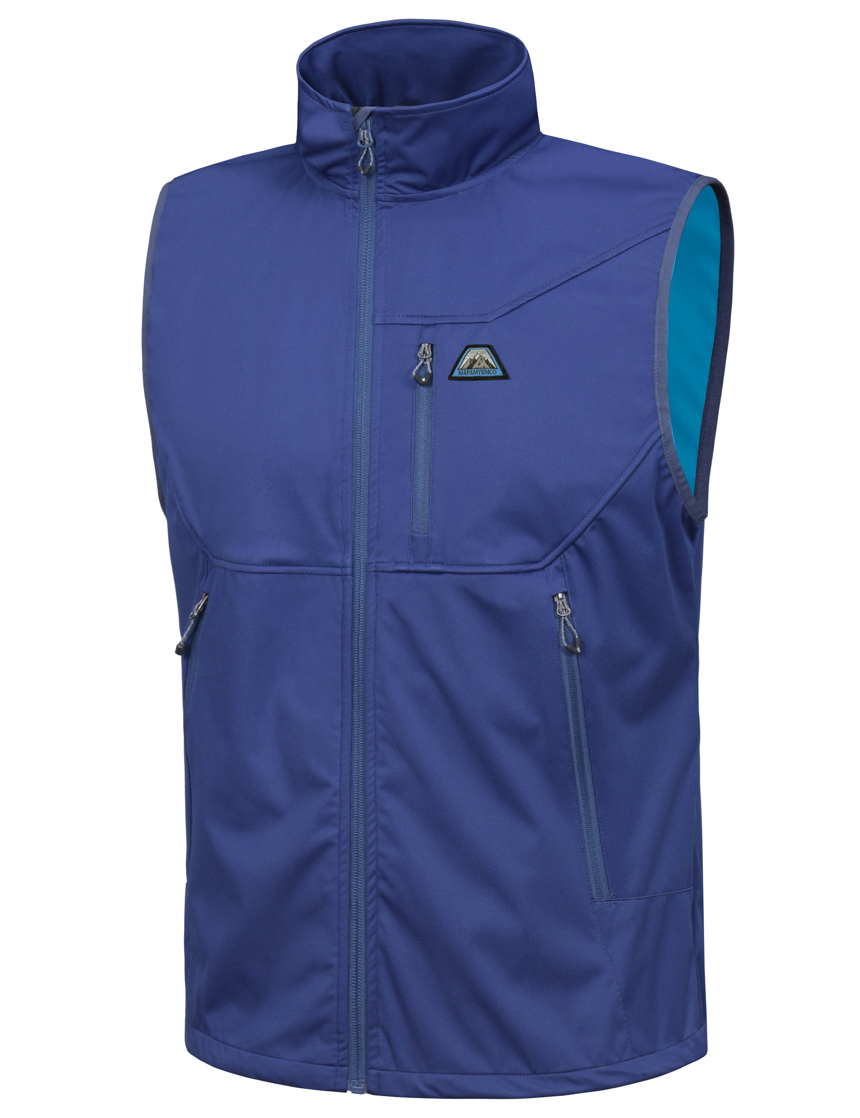Mapamyumco Men's Lightweight Golf Vest, Water-repellent Outerwear Vests Windproof Sleeveless Jackets for Hiking Running Blue L
