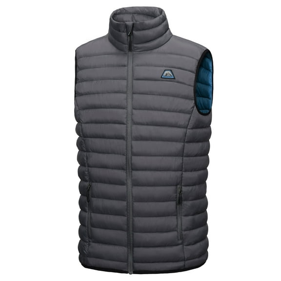 Mapamyumco Men's Lightweight Puffer Vest Outdoor Warm Sleeveless Jackets Recycled Insulation Grey S