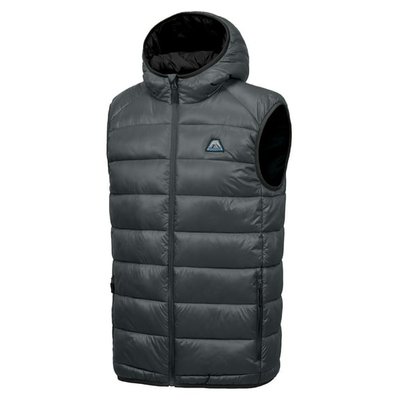 Mapamyumco Men’s Lightweight Puffer Vest with Hood, Water-Resistant Sleeveless Jacket for Hiking Ski Gray XL