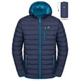 thumbnail image 1 of Mapamyumco Men's Packable Lightweight Puffer Jacket Hooded Windproof Winter Coat with Recycled Insulation Deep Blue M, 1 of 7