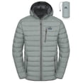 thumbnail image 1 of Mapamyumco Men's Packable Lightweight Puffer Jacket Hooded Windproof Winter Coat with Recycled Insulation Light Grey 3XL, 1 of 7