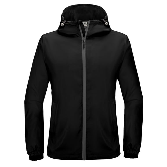 Mapamyumco Men's Windbreaker Lightweight, Windproof Hooded Golf Jacket, Stretch Water-Resistant Size L