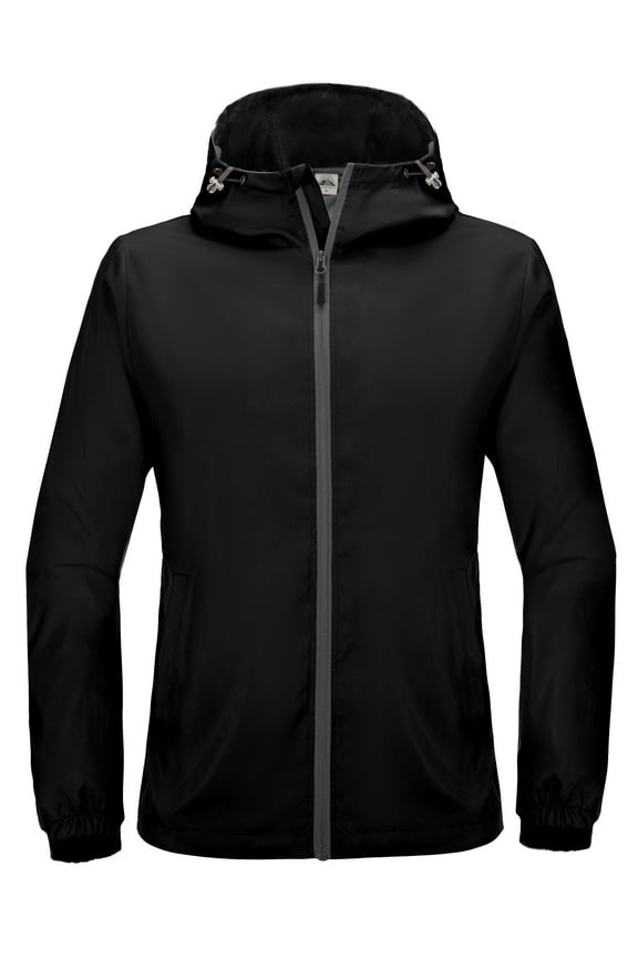 Men's Windbreaker Lightweight, Windproof Hooded Golf Jacket, Stretch Water-Resistant Size L