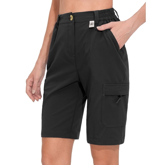 Mapamyumco Women's 10 Inch Inseam Hiking Cargo Shorts Quick Dry Lightweight Golf Shorts Bermuda for Summer Travel Size M
