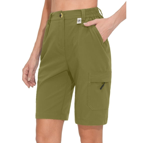 Mapamyumco Women's 10 Inch Inseam Hiking Cargo Shorts Quick Dry Lightweight Golf Shorts Bermuda for Summer Travel Size XL