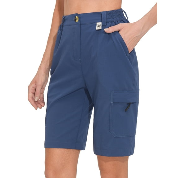 Mapamyumco Women's 10 Inch Inseam Hiking Cargo Shorts Quick Dry Lightweight Golf Shorts Bermuda for Summer Travel Size XL