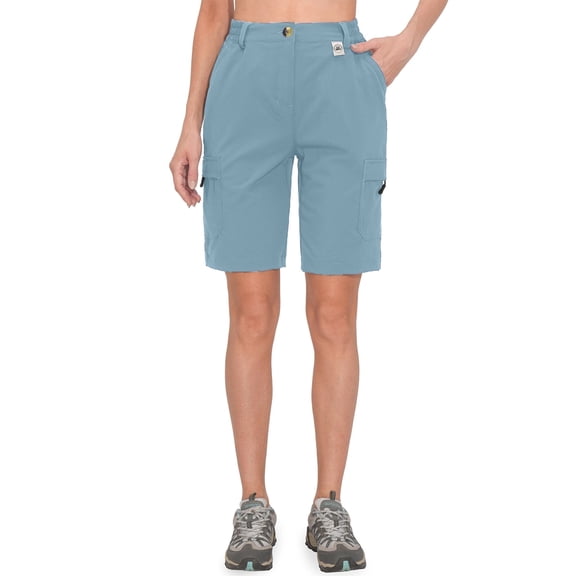 Mapamyumco Women's 10 Inch Inseam Hiking Cargo Shorts Quick Dry Lightweight Golf Shorts Bermuda for Summer Travel Size XS