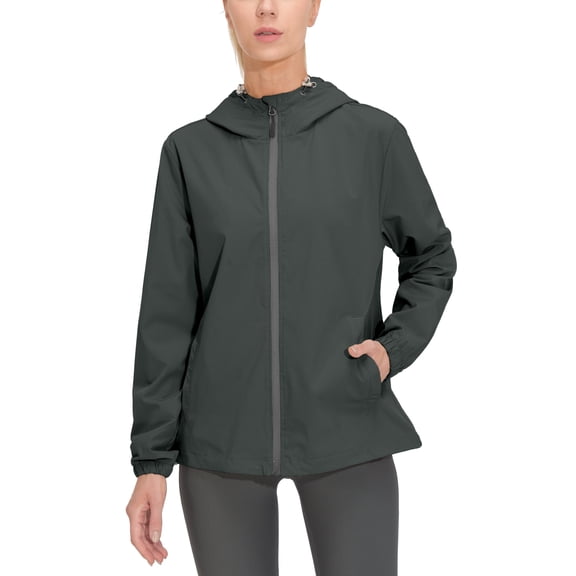 Mapamyumco Women's Windproof Lightweight Jacket Hooded Running Windbreaker for Golf Hiking, Spring Jacket UPF50+ Tornado S