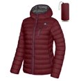 thumbnail image 1 of Mapamyumco Women's Puffer Jacket, Lightweight Hooded Winter Coat Windproof and Packable Dark Red L, 1 of 7