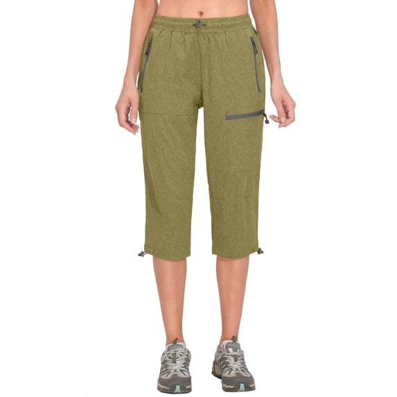 Mapamyumco Women's Quick Dry 3/4 Pants Capri Shorts Lightweight Hiking Travel Casual Size L