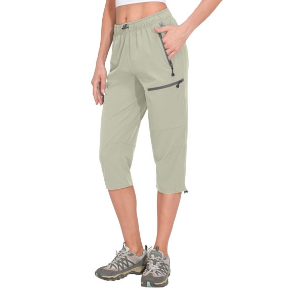 Mapamyumco Women's Quick Dry 3/4 Pants Capri Shorts Lightweight Hiking Travel Casual Size XXL