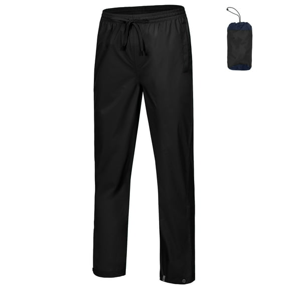 Mapamyumco Women's Rain Pants Lightweight Waterproof Hiking Pants Breathable Packable Black L